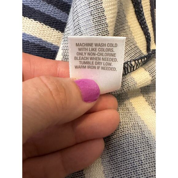 DB Blue and Ivory Striped Front Zip Front Pockets Cotton Jacket Size Small - Picture 5 of 11